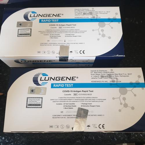 Jual Antigen Lungene Swab isi 25 Kemenkes Ori Terbaru/ New Lungene Biru