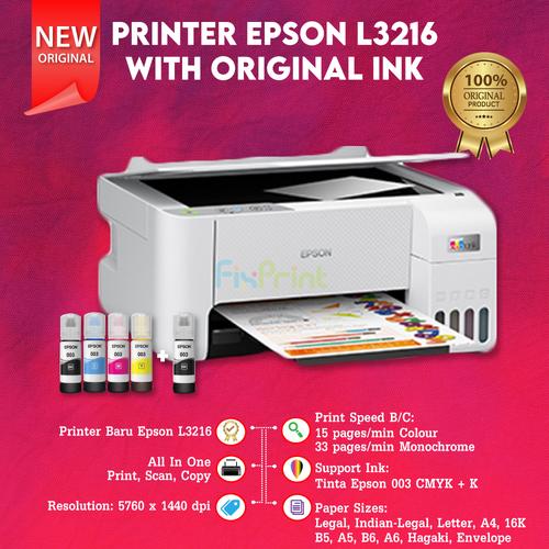 Promo EPSON Printer EcoTank L3216 WHITE Pengganti L3210 BLACK Garansi