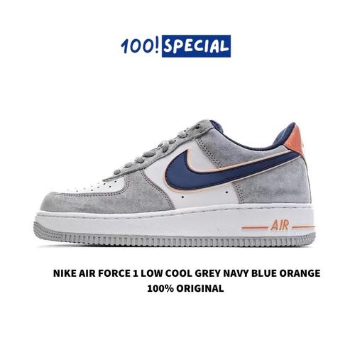 Promo Sepatu Nike Air Force Low Cool Grey Navy Blue Orange BNIB