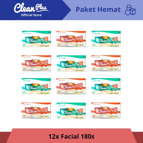 Promo Paket 12 Pack Clean Plus Softpack Tissue 180 sheets Beruang ...