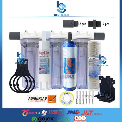 Jual PAKET FILTER AIR KOTOR KERUH BAU SUMUR TOREN PAM TANAH 3 TAHAP Jakarta Utara Blu Filter