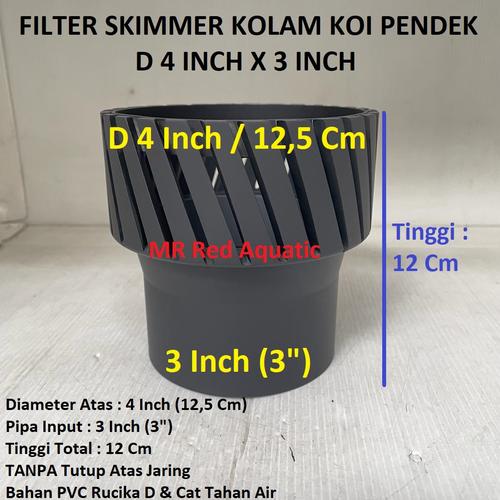 Jual Skimmer Kolam Koi D 4 x 3 Inch Pendek Filter Skimer Vacuum Pipa 3