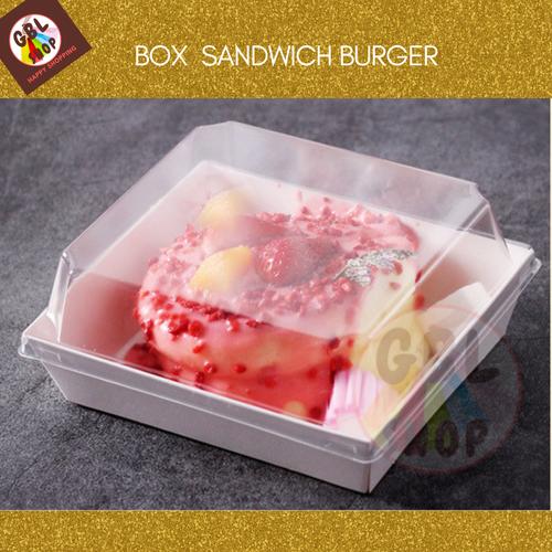 Promo Kotak Kue Mika 9x9 Box Burger Sandwich Donat Paper Box - Putih ...