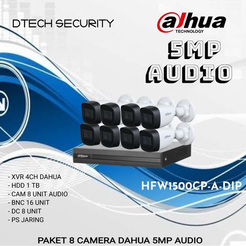 Jual PAKET 8 CAMERA CCTV DAHUA AUDIO 5MP HFW1500CPADIP OUTDOR LENGKAP Kota Bandung
