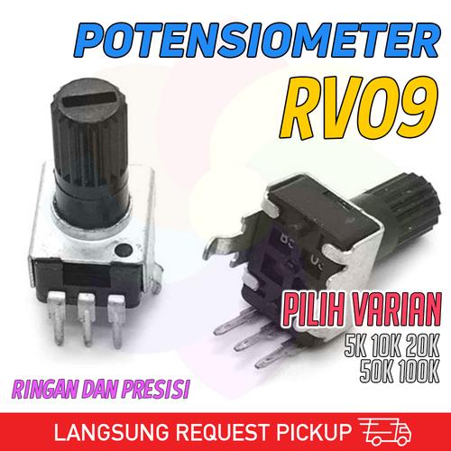 Jual Potensio RV09 potensiometer meter 5k 10k 20k 50k 100k mono 3 pin