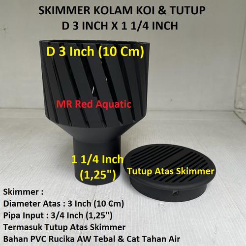 Jual Skimmer Kolam Koi D 3 x 1 1/4 Inch Tutup Jaring Skimer Vacum