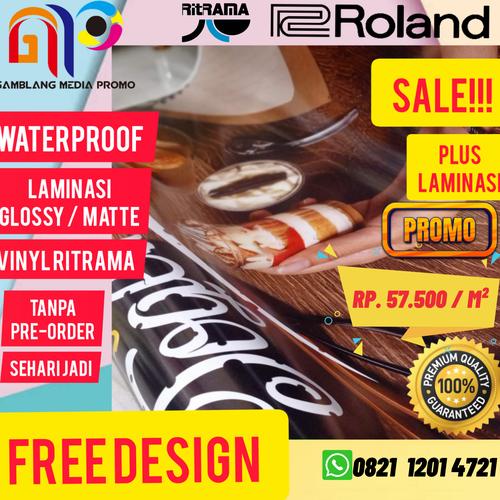 Jual Cetak Sticker Vinyl Ritrama Meteran Laminasi Waterproof Ritrama