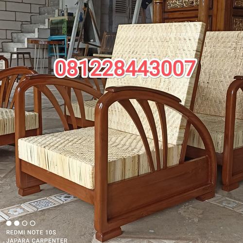 Jual kursi tamu kayu jati rotan asli vintage kursi jadul klasik. - Kab