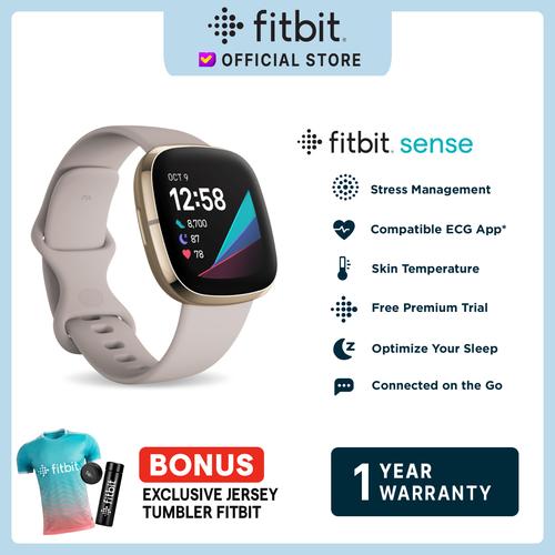 Fitbit sense smartwatch lunar white soft gold Clearance