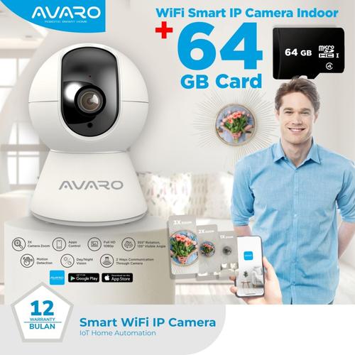 Promo AVARO Smart Indoor PTZ IP Camera SD Card CCTV Wifi IoT Home Automation IPCAM 128GB
