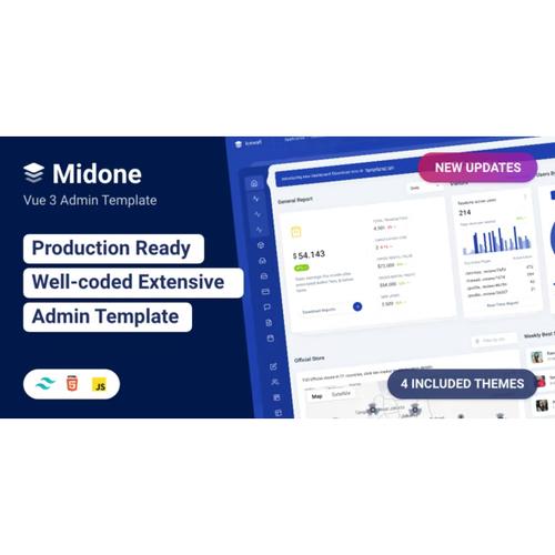 Jual Midone VueJS 3 Admin Dashboard Template & HTML Version Kota Surabaya Juragan