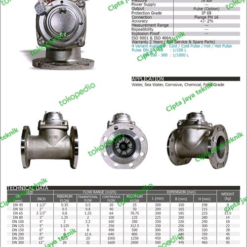 Jual water meter / flow meter air panas SHM DN50 2 INCH stainless steel ...
