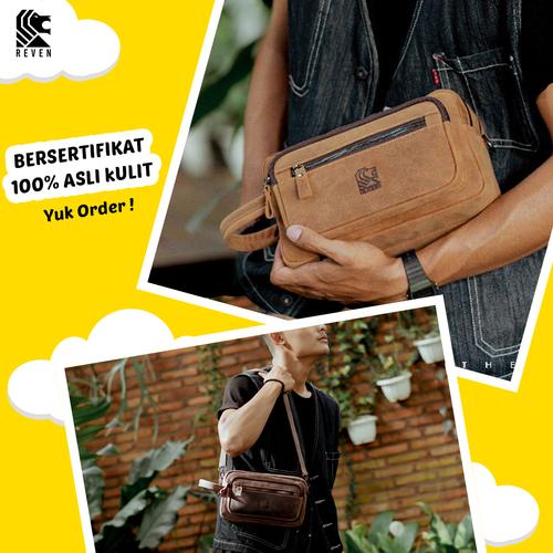 Jual Pouch Bag Pria Waistbag Pria Reven Nakula Tas Kulit Pria Terbaru