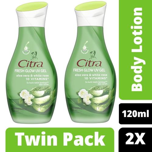 Promo Citra Body Lotion Gel Aloe Vera Fresh Glow Uv 120Ml Twin Pack