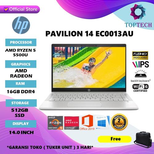 Gambar HP PAVILION 14 EC0013AU EC0014AU AMD RYZEN 5 5500 16GB 512ssd W10 - GOLD dari Top Tech Jakarta Utara Tokopedia