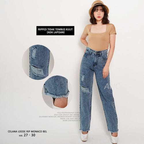 Promo Celana Loose Ripped Jeans 