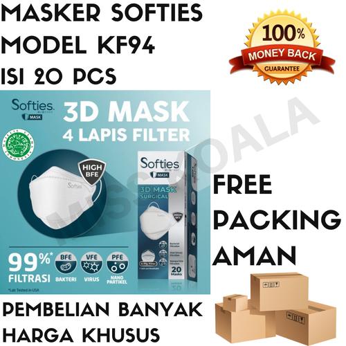 Jual MASKER SOFTIES 3D SURGICAL MASK MODEL KF94 CONVEX ISI 20 pcs