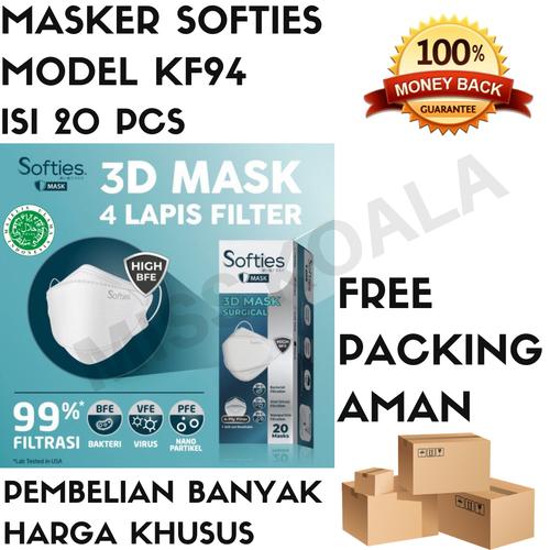 Jual MASKER SOFTIES 3D SURGICAL MASK MODEL KF94 CONVEX ISI 20 pcs