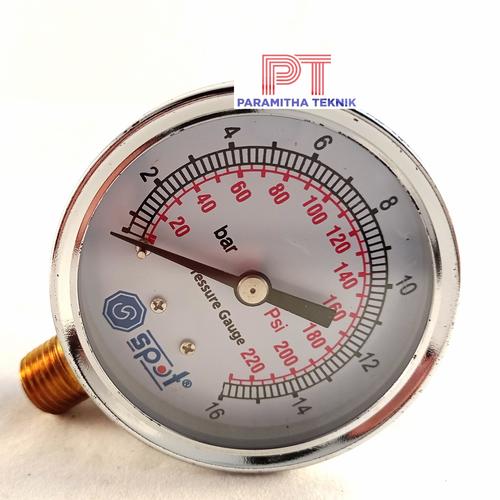 Jual Pressure gauge 16 bar / alat ukur tekanan 2.5" / ukuran angin SPOT