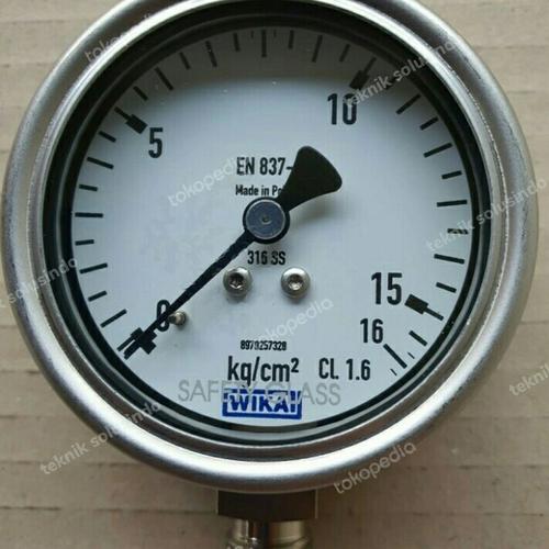 Jual pressure gauge wika 16 kg/cm2 16 bar 4 inch full stainless