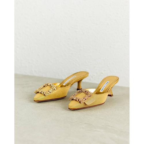 Manolo Blahnik Maysale Mules 50mm Gold 