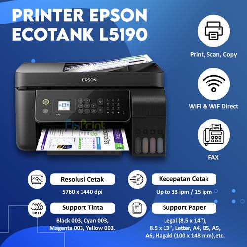 Jual Printer EcoTank Epson L5190 Print Scan Copy WiFi ADF Pengganti L565 -  Epson L5290, Compatible Ink - Kota Bandung - FixPrint Bandung | Tokopedia