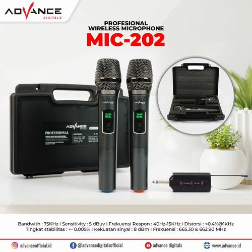 Jual MIC 202 mic wireless double tanpa kabel Advance mic 202 ( isi 2mic