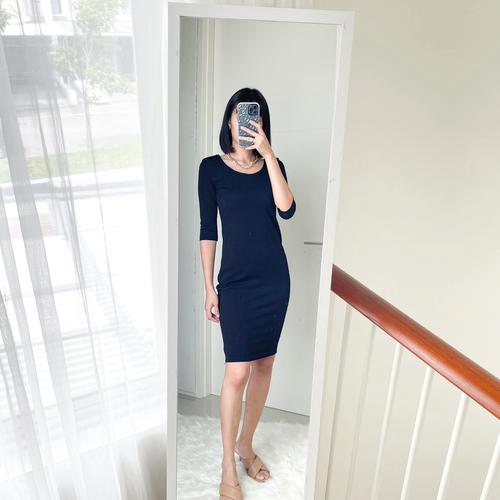 Jual BLACK BODYCON CREPE DRESS - BAJU 