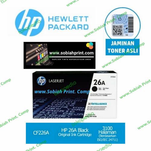 Jual TONER HP LASERJET 26A BLACK ORIGINAL CF226A - Hitam - Jakarta Selatan  - www.Sobiah Print. Comp | Tokopedia