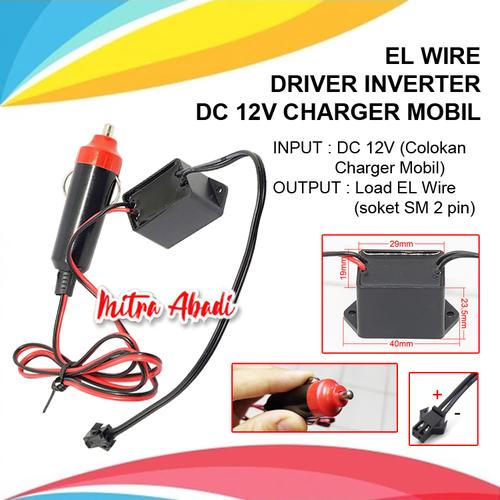 Jual Driver Inverter EL Wire DC 12V Cigarette Lighter / Charger Mobil ...