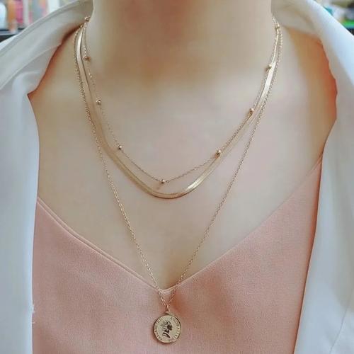 Promo Kalung Rantai Mix 3 Layer Liontin 