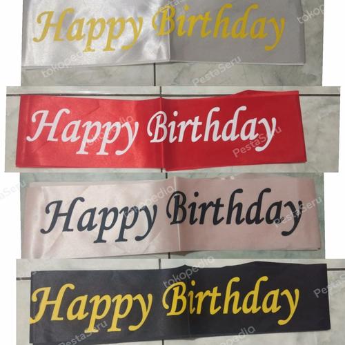 Gambar Selempang Sash Happy Birthday - Hitam dari PestaSeru Jakarta Utara Tokopedia