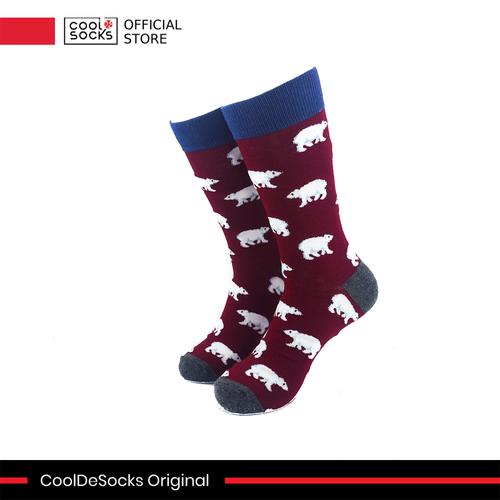 Gambar CoolDeSocks Original | Kaos Kaki Motif - Polar Bear Blue Maroon dari CoolDeSocks Official Jakarta Barat Tokopedia