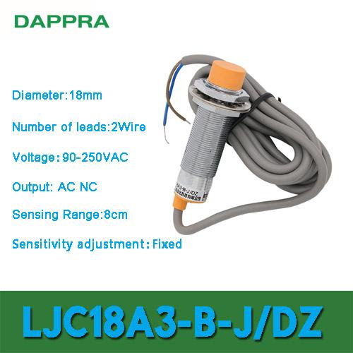 Produktbild von Heschen M18 Kapazitiver Näherungssensor LJC18A3-5-J/EZ – AC 90–250 V, NO, 5 Mm, Schirmtyp