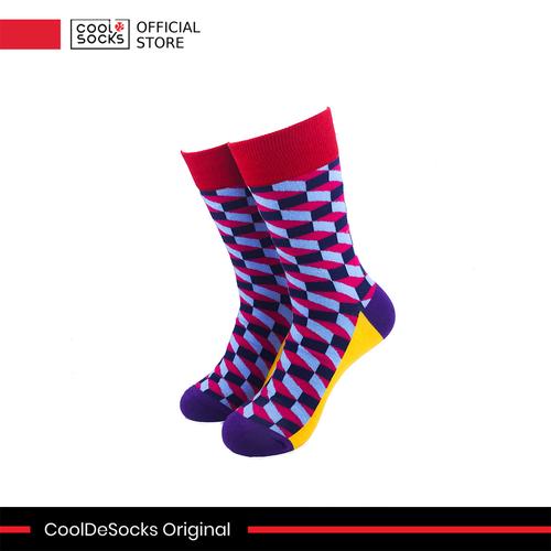 Gambar CoolDeSocks Original | Kaos Kaki Motif - 3D Cubes Colorful Purple dari CoolDeSocks Official Jakarta Barat Tokopedia