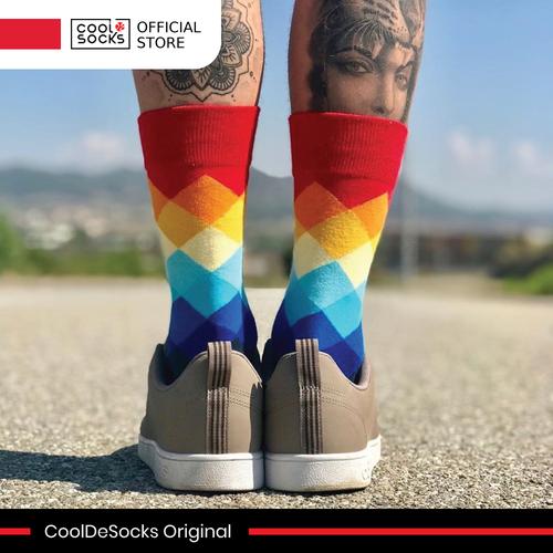 Gambar CoolDeSocks Original | Kaos Kaki Fashion - Checkered Rainbow Red dari CoolDeSocks Official Jakarta Barat Tokopedia