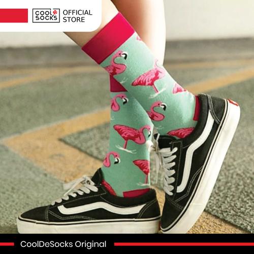 Gambar Kaos Kaki CoolDeSocks Original | Pink Flamingos Green dari CoolDeSocks undefined Tokopedia