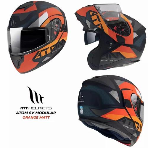 Jual MT Helmets Atom SV Modular Orange Matt Kota Bogor Markev