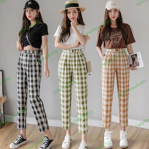wanita tartan/korean pants 
