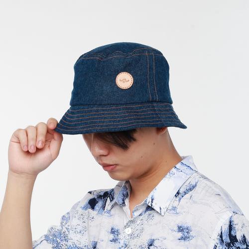 Old School Bucket Hat OS Denim Patch 
