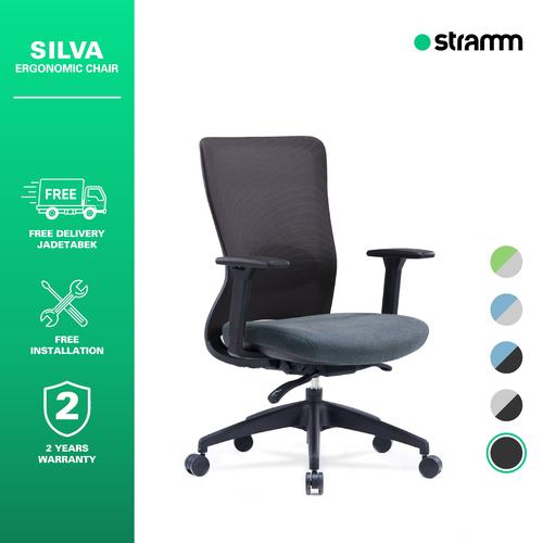 Gambar Kursi Kerja Ergonomis Stramm Silva II - Black on Black dari Stramm Kab. Tangerang Tokopedia
