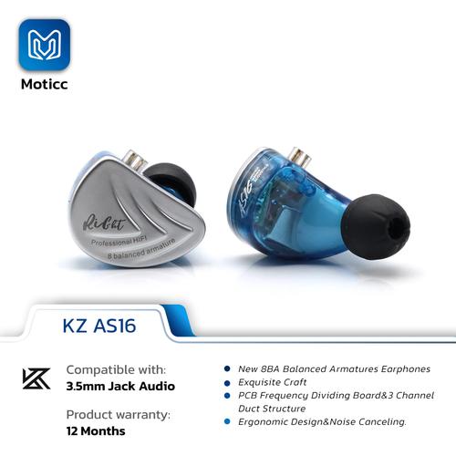 Promo KZ AS16 with MIC 8BA Driver Unit In Ear Earphone HIFI Monitor