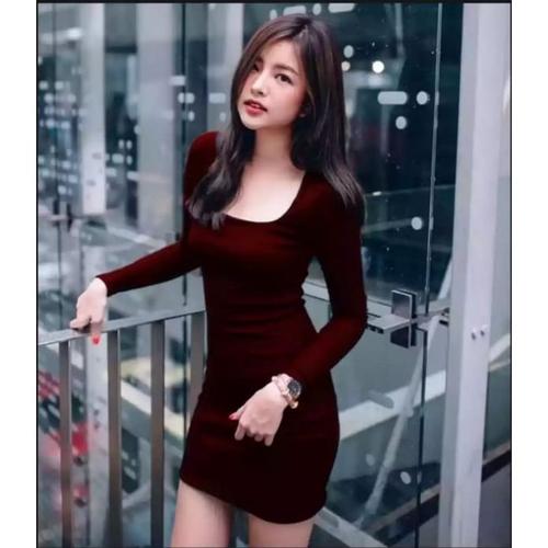 Jual BODYCON DRESS / DRESS SEXY LENGAN PANJANG / KOREAN DRESS / DRESS