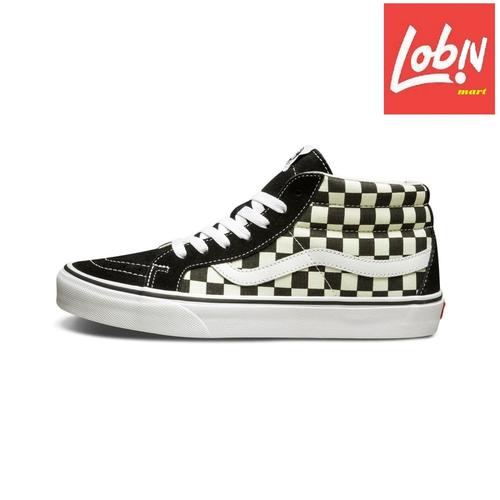 vans mid top checkerboard
