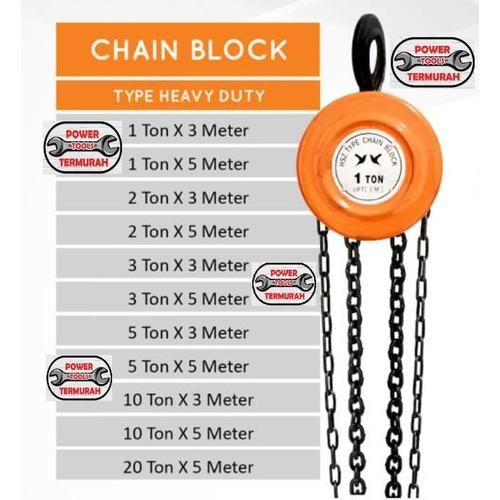 Jual Chain Block RRT 5T x 3M Takel Katrol Hoist Lift 5 Ton x 3 Meter ...