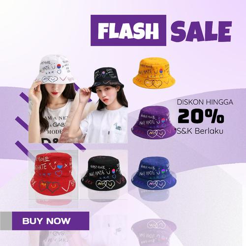 Jual topi bucket bunny hat - fanta 