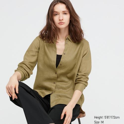 Jual UNIQLO Women Kemeja Linen Premium Lengan Panjang Original