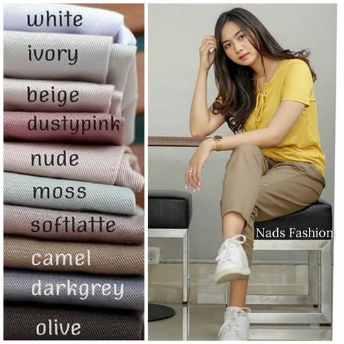 celana kerja wanita celana bahan wanita baggy pants dusty pink