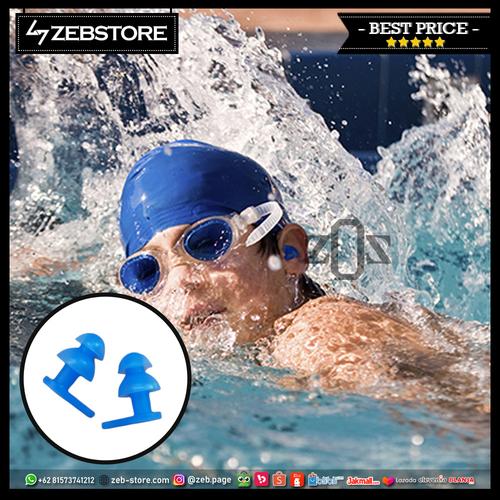 Gambar Penutup Penyumbat Telinga Earplug Renang Swimming Waterproof Silicone - BLUE dari Zeb Hobbies Store Kota Bandung Tokopedia