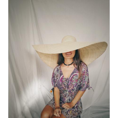 BEACH HAT BALINESE NATURAL PALM LEAF 